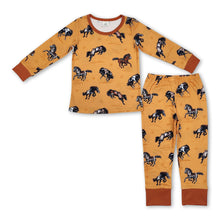 Load image into Gallery viewer, Brown sleeves horse rodeo baby kids western pajamas