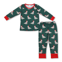 Load image into Gallery viewer, Green Christmas hat duck baby boy pajamas
