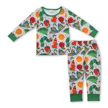 Load image into Gallery viewer, Green butterfly caterpillarsun fruit baby kids pajamas