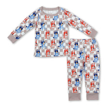 Load image into Gallery viewer, Khaki plaid dog long sleeves kids boys pajamas