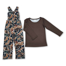 Load image into Gallery viewer, Long sleeves top dark camo overalls boys clothing set