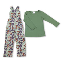 Load image into Gallery viewer, Long sleeves top mint camo overalls boys clothing set