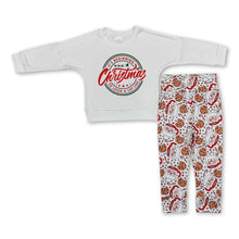 Load image into Gallery viewer, White Christmas top santa candy cane pants kids clothes