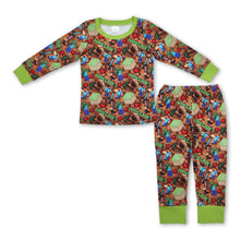 Load image into Gallery viewer, Green long sleeves heart game kids boys pajamas