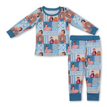 Load image into Gallery viewer, Light blue long sleeves bubble teacher baby boys pajamas
