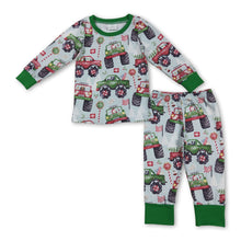 Load image into Gallery viewer, Red green cars santa kids boys Christmas pajamas