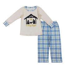 Load image into Gallery viewer, Long sleeves nativity top plaid pants boys Christmas clothes