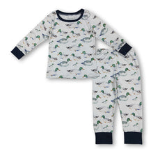 Load image into Gallery viewer, Navy long sleeves duck top pants kids boys pajamas