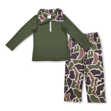 Load image into Gallery viewer, Long sleeves zip pullover green camo pants boys hunting clothes