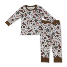 Load image into Gallery viewer, Bull skull cactus pumpkin western boys fall pajamas