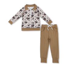 Load image into Gallery viewer, Football plaid stars zipper pullover pants boys outfits