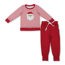 Load image into Gallery viewer, Red stripe santa top pants kids boys Christmas pajamas