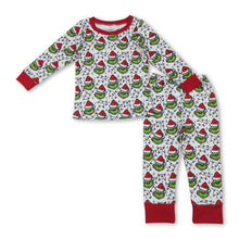 Load image into Gallery viewer, Christmas lighting green face baby kids pajamas