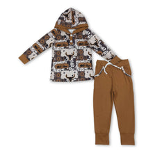 Load image into Gallery viewer, Bull skull cow hoodie pants western boys outfits