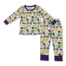 Load image into Gallery viewer, Crocodile crawfish camo baby kids Mardi Gras pajamas
