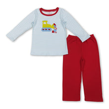 Load image into Gallery viewer, Stripe heart constructions stripe top pants boys Valentine's set