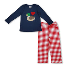 Load image into Gallery viewer, long sleeve valentine's duck boy outfits