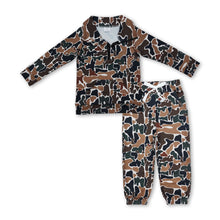 Load image into Gallery viewer, Brown camo pocket zipper pullover pants kids boys clothing set