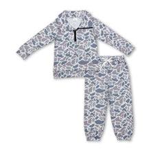 Load image into Gallery viewer, Grey camo pocket zipper pullover pants kids boys clothing