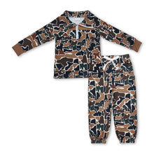 Load image into Gallery viewer, Brown camo zipper pullover pants kids boys clothing