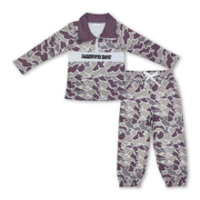 Load image into Gallery viewer, Daddy's boy embroidery camo zipper pullover pants outfits