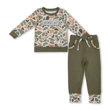 Load image into Gallery viewer, Mama's boy green camo top pocket pants children outfits