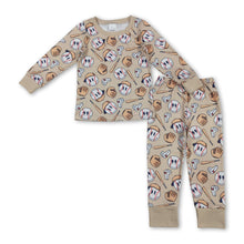 Load image into Gallery viewer, Khaki long sleeves baseball baby kids pajamas set
