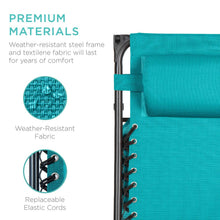 Load image into Gallery viewer, Teal Blue Zero Gravity Folding Reclining Patio Lounge Chair with Canopy