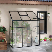 Load image into Gallery viewer, 6.3 ft x 4.1 ft Outdoor Polycarbonate Lean-to Greenhouse with Black Metal Frame