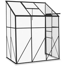 Load image into Gallery viewer, 6.3 ft x 4.1 ft Outdoor Polycarbonate Lean-to Greenhouse with Black Metal Frame