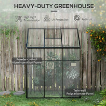Load image into Gallery viewer, 6.3 ft x 4.1 ft Outdoor Polycarbonate Lean-to Greenhouse with Black Metal Frame