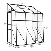 Load image into Gallery viewer, 6.3 ft x 4.1 ft Outdoor Polycarbonate Lean-to Greenhouse with Black Metal Frame