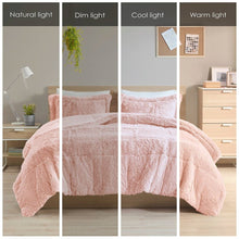 Load image into Gallery viewer, Full/Queen Pink Blush Soft Sherpa Faux Fur 3-Piece Comforter Set