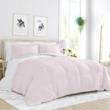 Load image into Gallery viewer, King/Cal King 3-Piece Microfiber Reversible Comforter Set Blush Pink and White