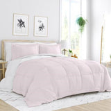 King/Cal King 3-Piece Microfiber Reversible Comforter Set Blush Pink and White