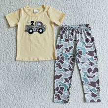 Load image into Gallery viewer, Dog camo truck embroidery boy clothing set