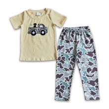 Load image into Gallery viewer, Dog camo truck embroidery boy clothing set