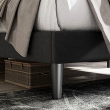 Load image into Gallery viewer, Queen Black Linen Upholstered Platform Bed Frame with Button-Tufted Headboard