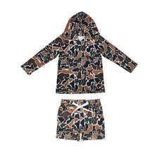 Load image into Gallery viewer, Brown camo hoodie shorts kids boys clothing set