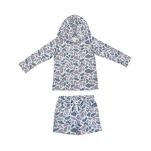 Load image into Gallery viewer, Grey camo hoodie shorts kids boys clothing set