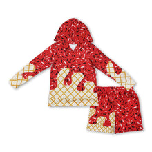 Load image into Gallery viewer, Red ice cream sprinkle hoodie shorts kids boys clothing