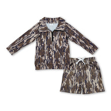 Load image into Gallery viewer, Camo pocket zipper pullover shorts kids boys outfits