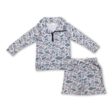 Load image into Gallery viewer, Grey camo pocket zipper pullover shorts kids boys outfits