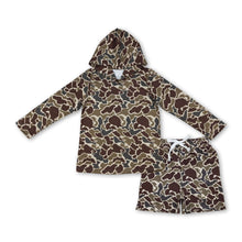Load image into Gallery viewer, Dark brown camo hoodie shorts kids boys outfits