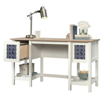 Load image into Gallery viewer, FarmHouse White Blue Oak Top 2 Drawer Office Writing Desk - Made In USA