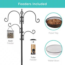 Load image into Gallery viewer, Complete Bird Feeder Set with Black Metal Stand and Bird Feeders