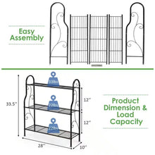Load image into Gallery viewer, Indoor/Outdoor Black Metal 3-Tier Bookcase Plant Stand Shelving Rack