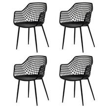 Load image into Gallery viewer, Set of 4 Mid-Century Modern Black Mesh Dining Chair with Ergonomic Backrest