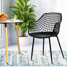 Load image into Gallery viewer, Set of 4 Mid-Century Modern Black Mesh Dining Chair with Ergonomic Backrest
