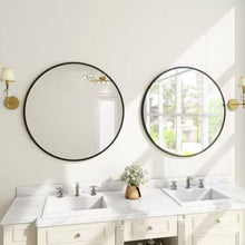 Load image into Gallery viewer, Round 24-inch Circular Bathroom Wall Mirror with Black Frame